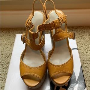 Nine West yellow espadrille wedges